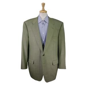 Solemare Maus Hoffman Ravazzolo Green Herringbone 150's Wool Blazer Jacket 50L